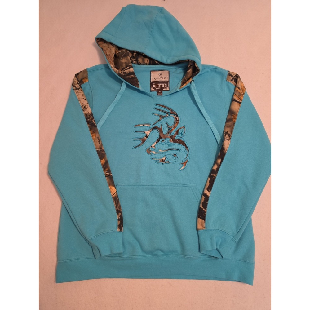 Legendary Whitetails Men's Pullover Hoodie Deer Graphic Pockets Blue XL